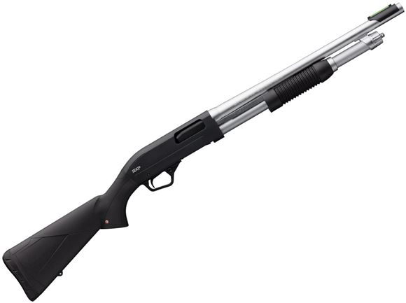 Picture of Winchester SXP Marine Defender Pump Action Shotgun - 20Ga, 3", 18", Chrome Plated Chamber & Bore, Matte Chrome, Matte Aluminum Alloy Receiver, Satin Composite Stock, 5rds, TruGlo Fiber Optic Front Sight, Invector-Plus Flush (Cylinder)