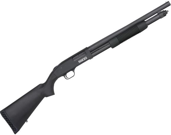 Picture of Mossberg 590S Pump Action Shotgun - 12Ga, 3", 18.5", Matte Blued, Black Synthetic Stock, Bead Sight, Optic-Ready (Shield RMSc), Fixed Cylinder Bore, 5+1 (3"), Cycles 1.75" Shells