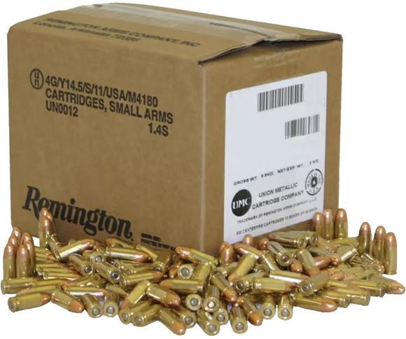 Picture of Remington UMC Pistol & Revolver Handgun Ammo - 9mm, 115Gr, FMJ, 500rds Bulk Pack Case