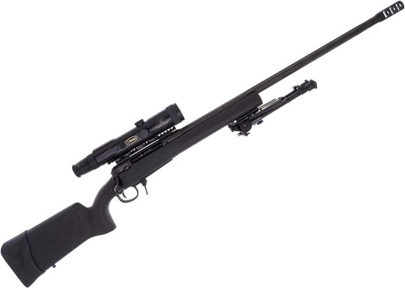 Picture of Used Savage 110 FCP Bolt Action Rifle, 338 Lapua, 28" Fluted Barrel  w/Muzzle Brake, 3.5-10x40 Burris Eliminator Scope, Bipod, 2x Mags, Sling, Hard Case, Reloading Dies, 177 Pieces of Brass, 300 Bullets, Very Good Condition