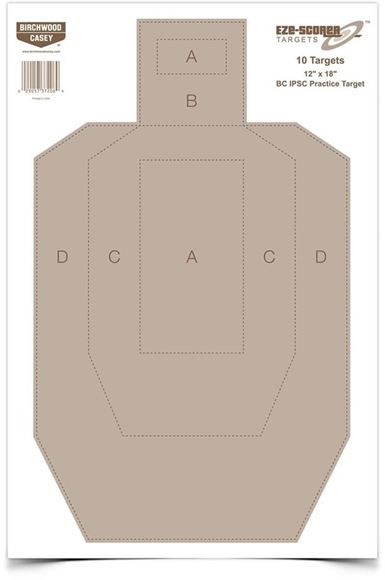 Picture of Birchwood Casey Targets, 12" x 18", IPSC Practice Target, 10 Targets.