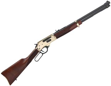 Picture of Henry Repeating Arms Side Gate Lever Action Rifle - 45-70 Gov't, 20", Blued, Brass Receiver, Checkered American Walnut Stock, Adjustable Buckhorn Rear Sight & Ramp Front, 5rds