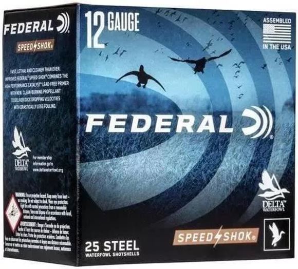 Picture of Federal Speed-Shok Waterfowl Load Shotgun Ammo - 12Ga, 3-1/2", 1-3/8oz, #2, Steel, 1550fps, 25rds Box