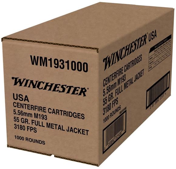 Picture of Winchester W2231000 Best Value USA LC Rifle Ammo 223 Rem, FMJ, 55 Gr 3240 fps, 1000 Rnd Bulk Box