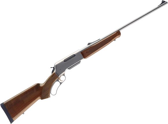 Picture of Browning BLR Lightweight Stainless with Pistol Grip Lever Action Rifle - 30-06 Sprg, 22", Sporter Contour, Matte Stainless, Matte Nickel Aluminum Alloy Receiver, Gloss Grade I Black Walnut Stock w/Schnabel Forearm, 4rds, Brass Bead Front & Fully Adjustab