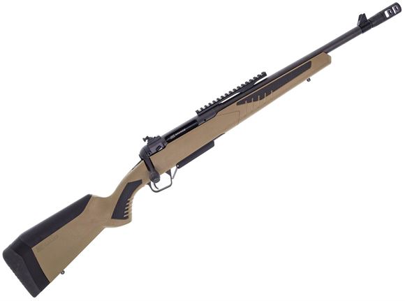 Used Savage 110 Scout Bolt-Action 308 Win, 16.5" Barrel With Muzzlebrake, Adjustable Sights, Picatinny Scout Rail, FDE Accufit Stock, One Mag & Original Box, Excellent Condition