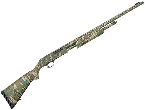 Picture of Mossberg 500 Turkey Pump Action Shotgun - 410 Bore, 3", 24", Vented Rib, Mossy Oak Greenleaf Camo, Synthetic Stock, 5rds, Fiber Optic Sight, Extra Full Extended Choke, Optic-Ready (Shield RMSc)