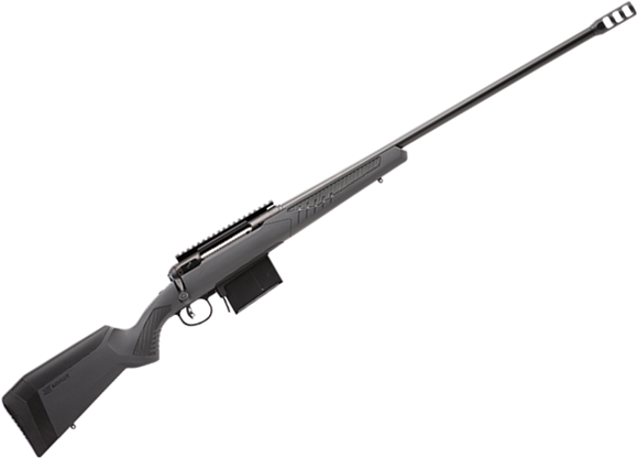 Picture of Savage 57037 110 Long Range Hunter Bolt Action Rifle, 338 Lap, 26" Blued W/ Muzz Brake, Accustock, Accufit, Accutrigger, Dbm