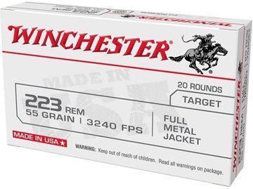 Picture of Winchester "USA" Full Metal Jacket Rifle Ammo - 223 Rem, 55Gr, FMJ, 20rds Box