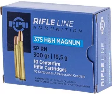 Picture of Prvi Partizan (PPU) Rifle Ammo - 375 H&H Mag, 300Gr, SP RN, 10rds Box