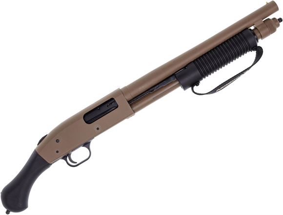 Picture of Used Mossberg 590 Shockwave Pump-Action 12ga, 3" Chamber, 14" Barrel, FDE Cerakote Finish, Very Good Condition