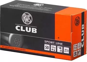 Picture of RWS Rottweil Sport Line Sports Rimfire Ammo - Club, 22 LR, 40Gr, Solid, 50rds Box