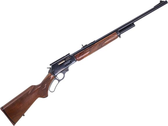 Picture of Used Marlin 1895 Lever Action Rifle, 45-70 Govt, 22" Barrel W/Buckhorn Sights, Blued, Checkered Walnut Stock, Weaver Rail, 4rds, Good Condition