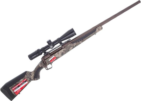 Picture of Savage 110 High Country Bolt Action Rifle - 270 Win, 22", With Vortex Viper HS 4-16x44mm Riflescope, Spiral Fluted Heavy Contour Barrel, 5/8x24 TPI, Midnight Bronze Cerakote, Fluted Bolt, True Timber Strata Camo, AccuFit AccuStock, AccuTrigger, 4rds