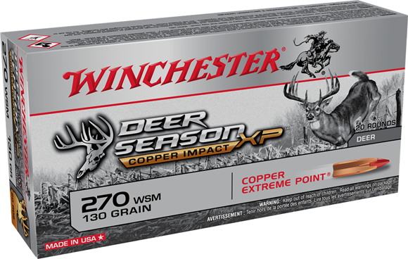 Picture of Winchester Deer Season Rifle Ammo - 270 WSM, 130gr, Copper Extreme Point, 3215 fps, 20 Boxed