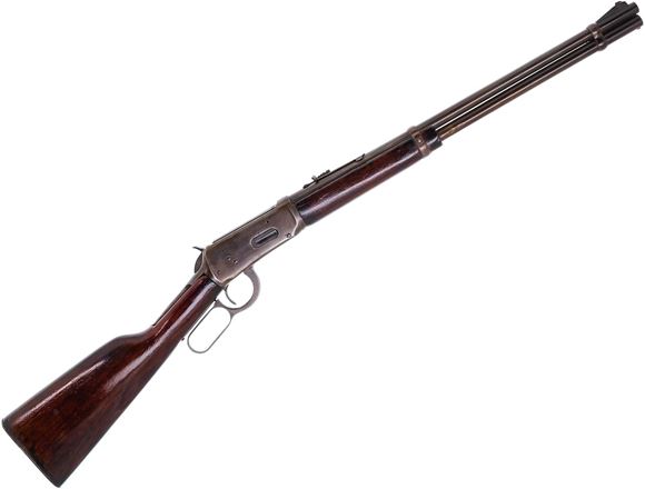 Picture of Used Winchester Model 94 Lever-Action 25-35 Win, 20" Barrel, 1951 Mfg., Stock Cracked & Chipped Especially at Tang, Mild Pitting Throughout, Whole Gun Covered in Varnish, Overall Poor Condition