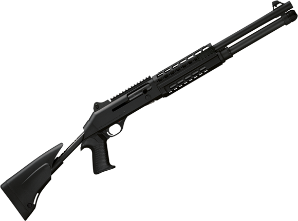 Picture of Benelli M4 T-PRO Semi-Auto Shotgun - 12Ga, 3", 18-1/2", Matte Black Anodised, Black Synthetic Pistol Grip Stock, multi-rail fore-end, Red Fiber Optic Front & Adjustable Green Fiber Optic Rear, LPA Ghost Ring with Picatinny Rail, MobilChokes (M),5rds.