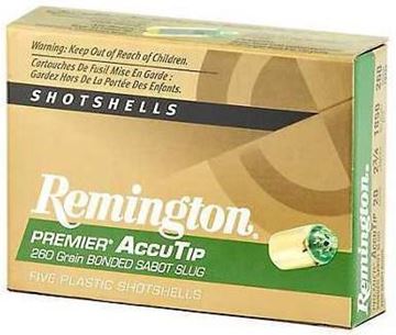 Picture of Remington 20498 Premier Accutip Bonded Sabot Slugs 20 GA, 3 in 19/32oz, 1900 fps, 5 Rnd per Box