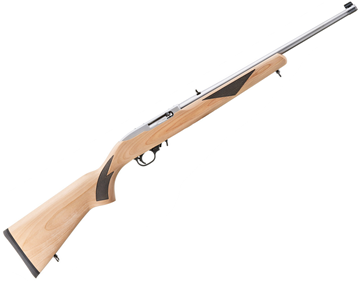 Picture of Ruger 10/22 Sporter 75th Anniversary Rimfire Semi-Auto Rifle - 22 LR, 18.50",  Stainless Steel Barrel, Alloy Steel, Natural Finish Hardwood With Black Checkering Stock, Gold Bead Front & Adjustable Rear Sights, 10rds