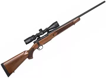 Picture of Mossberg 27939 Patriot Vortex Scoped Bolt Action Rifle 243 WIN RH, 22 in, Walnut, 5+1 Rnd, LBA Adj Trgr