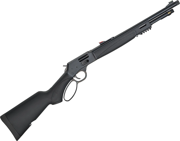 Picture of Henry Big Boy X Lever Action Rifle - 357 Mag/38 Special, 17.4" Barrel, Threaded 5/8x24, Blued, Steel Receiver, Synthetic Stock w/Pistol Grip, 7rds, Fiber Optic Sights