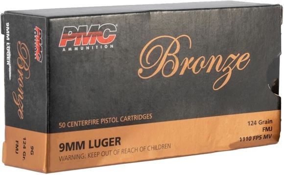 Picture of PMC Bronze Handgun Ammo - 9mm Luger, 124Gr, FMJ, 1000rds Case