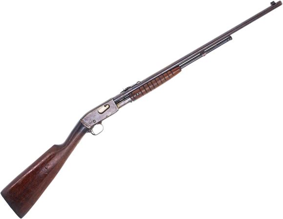 Picture of Used Remington Model 12-A Pump-Action 22 LR, 22" Barrel, Receiver Drilled & Tapped For Scope Mount, Cracked stock, Replacement Front Sight, Poor Condition