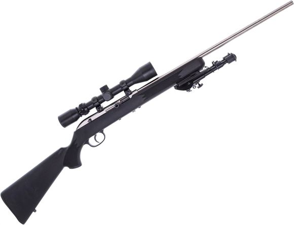 Picture of Used Savage 64 Semi-Auto 22 LR, 21" Barrel, With Weaver 3-9x40mm Scope, Stainless, Synthetic Stock, With Bipod & Soft Case, 2 Mags, Excellent Condition