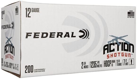 Picture of Federal Action Shotgun Ammo - 12Ga, 2-3/4",1-1/8oz, #7.5, HDCP Dram Eq, 200rds Box, 1290fps