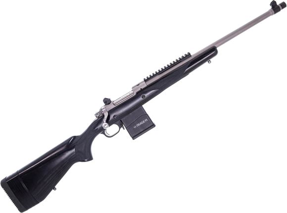 Picture of Used Ruger Scout Bolt-Action Rifle, 308 Win, 18.5" Barrel, Stainless, Laminate Stock, Bird Cage Flash Hider, Apature Sights, Scope Rail, 2 Magazines, Very Good Condition