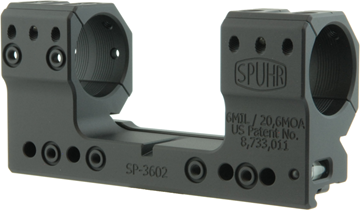 Picture of Spuhr Rifle Accessories - One Piece Scope Mount, 30mm, 20 MOA, 38mm/1.5" Height, Black