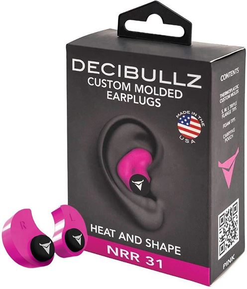 Picture of Decibullz Custom Molded Earplugs - 31dB NRR, Re-Moldable Thermoplastic, Pink