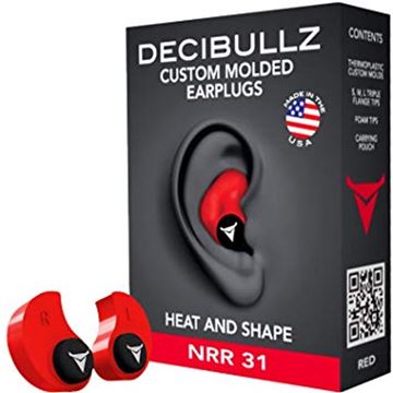Picture of Decibullz Custom Molded Earplugs - 31dB NRR, Re-Moldable Thermoplastic, Red