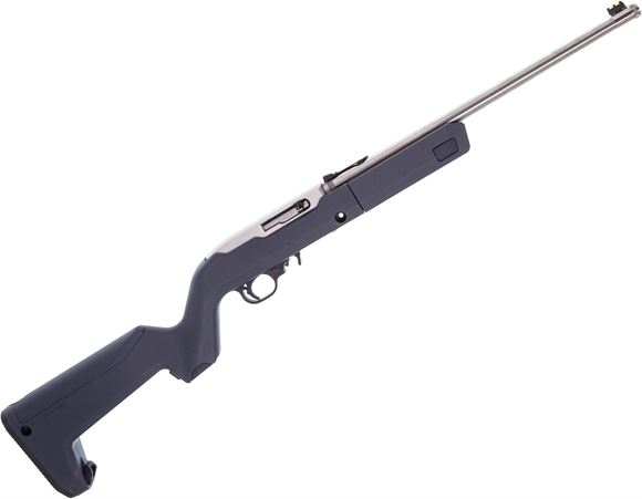 Picture of Used Ruger 10/22 Takedown Semi-Auto Rifle, 22R, 16" Barrel, Stainless, Grey Magpul Backpacker Stock, Scope Rail, 4 Magazines, Good Condition