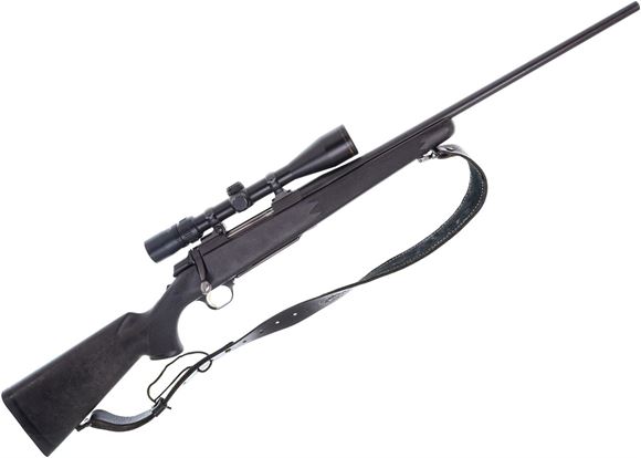 Picture of Used Browning A-Bolt Bolt-Action Rifle, 270 Win, 22" Barrel, Blued, Black Synthetic Stock, Bausch & Lomb Elite 4000 2.5-10x40 Riflescope, Leather Sling, 1 Magazine, Fair Condition