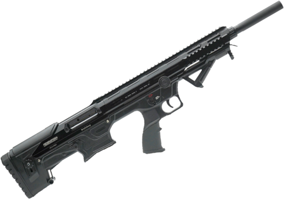 Picture of Federation Firearms Bulldog Semi-Auto Bullpup Shotgun - 12ga, 3", 20",  Black Synthetic Stock, Ambidextrous Charging Handle, 2x5rds, 1x2rds, Flip-up Sights, Forward Grip, Invector-Style Choke Flush (C,M,F), 6" Barrel Extension.