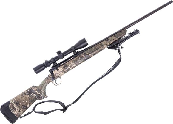 Picture of Used Savage Axis Bolt-Action Rifle, 223 Rem, 22.4" Barrel, Blued, Strata Camo Synthetic Stock,With Bipod, Sling, Weaver 3-9x40 Riflescope, 1 Magazine, Very Good Condition