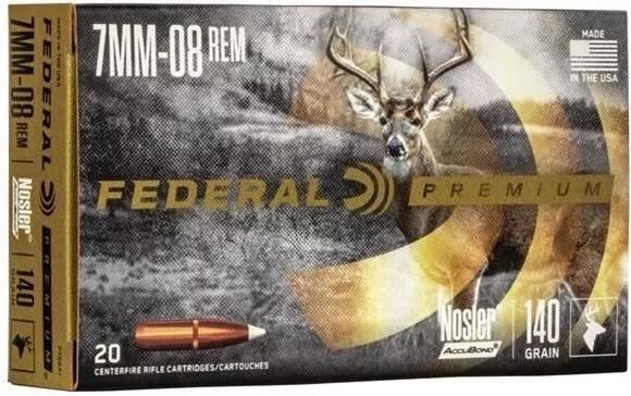 Picture of Federal Premium Medium Game Rifle Ammo - 7mm-08 Rem, 140Gr, Nosler Accubond, 20rds Box, 2850fps