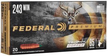 Picture of Federal Premium Vital-Shok Rifle Ammo - 243 Win, 85Gr, Trophy Copper, 20rds Box