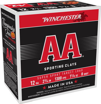 Picture of Winchester AA Super Sport Target Load Shotgun Ammo -  12ga, 2 3/4", 3-1/4 Dram, 1-1/8 oz, #8 Shot, 1300 fps, 250rds Case.