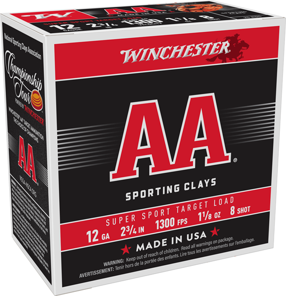 Picture of Winchester AA Super Sport Target Load Shotgun Ammo -  12ga, 2 3/4", 3-1/4 Dram, 1-1/8 oz, #8 Shot, 1300 fps, 250rds Case.