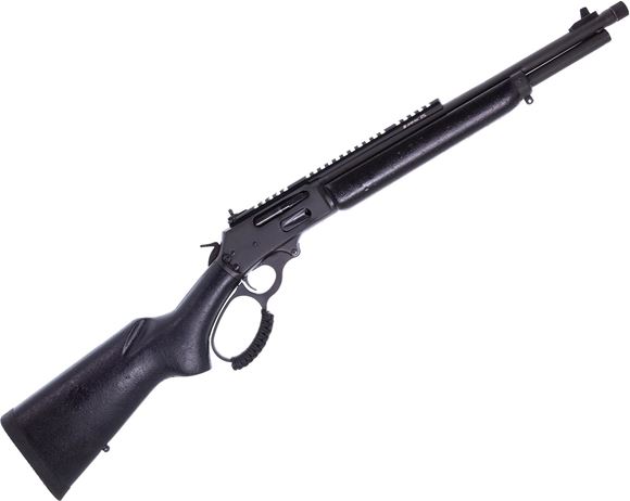 Picture of Used Marlin 336 Dark Series Lever Action Rifle - 30-30, 16.25", Paracord Loop Wrap, Parkerized Finish, XS Rail Lever w/ Ghost Ring, Black Stock w/ Webbing, Threaded Muzzle, 5rds, Very Good Condition