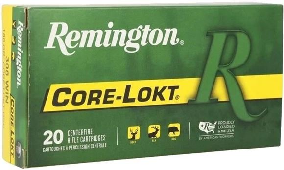 Picture of Remington Core-Lokt Centerfire Rifle Ammo - 308 Win, 180Gr, Core Lokt, PSP, 20rds Box