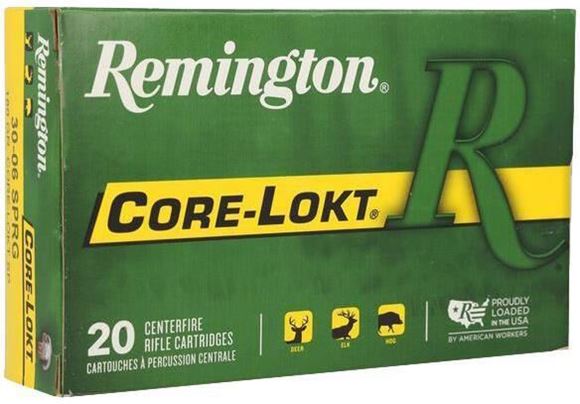 Picture of Remington Core-Lokt Centerfire Rifle Ammo - 30-06 Sprg, 220Gr, Core-Lokt, Soft Point, 20rds Box