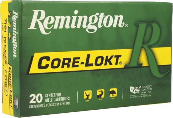 Picture of Remington Core-Lokt Centerfire Rifle Ammo - 7mm Mauser (7x57mm), 140Gr, Core-Lokt, PSP, 20rds Box