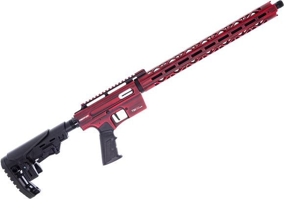 Picture of Used Derya TM-22 Semi-Auto Rifle - 22LR, 18", Distressed Red Cerakote Aluminum Receiver w/ Picatinny Top Rail, Short Floating M-Lok Handguard, Collapsing AR Style Stock, Threaded 1/2x28 TPI, 2x10rds Mags, Very Good Condition