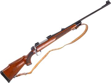 Picture of Used BSA Hunter Bolt Action Rifle, 243 Win, 24" Blued Barrel W/Sights, Wood Stock, Leather Sling, Fair Condition