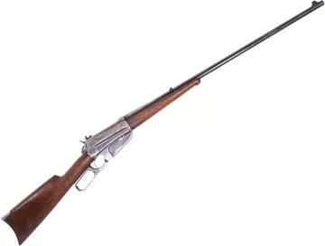 Picture of Used Winchester 1895 Lever-Action Rifle, 30-40 Krag, 28" Barrel, Blued, Walnut Stock, Crescent Buttplate, Lyman Rear Apature, 1899 Mfg, Crack on Toe, Fair Condition