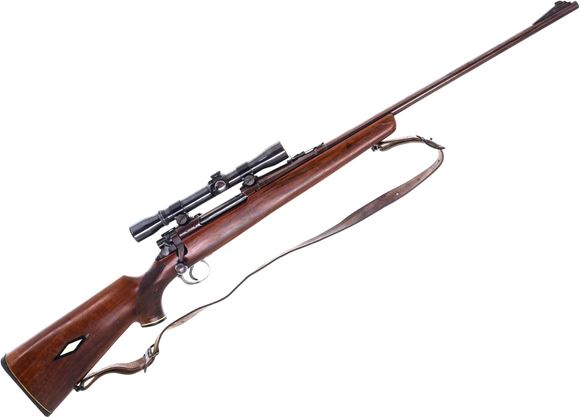 Picture of Used BSA P17 Sporter Bolt-Action Rifle, 270 Win, 24" Barrel, Plumb Blued, Wood Stock, Weaver K4 Riflescope, Leather Sling, Good Condition