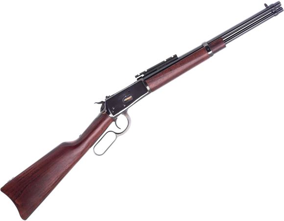 Picture of Used Rossi R92 Lever-Action Rifle, 357 Mag, 16" Barrel, Blued, Wood Stock, Scope Rail, Rear Sight Removed, Chipped Stock, Otherwise Good Condition